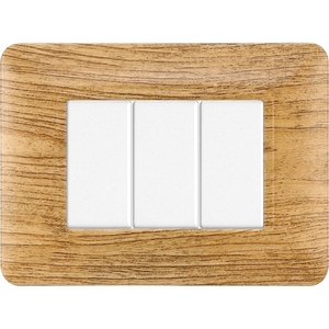 Placa de Interruptor de Pared Gloca de 3 Botones, Plástico, Estilo Rústico Madera Oscura, Fácil Instalación, Juego de 3 Piezas - Product Image 4