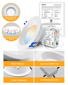 Đèn LED âm trần 4/6 inch, viền vách ngăn, có thể điều chỉnh độ sáng, 10/13W, 5000K ánh sáng ban ngày, 600/800 LM, đánh giá ẩm, nhôm trang bị thêm đơn giản - Product Image 6