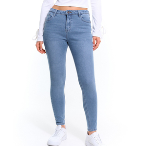 Jeans ajustados de corte ceñido con acabado suave para mujer, con baja elasticidad para una recuperación natural y efecto de alargamiento de piernas. - Product Image 1