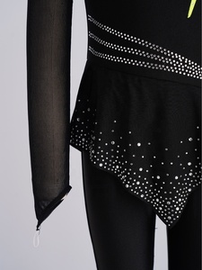 Robe de patinage artistique pour filles, justaucorps en strass, manches en maille, Costume de spectacle, compétition de patinage sur glace, sur mesure - Product Image 4