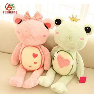 กบน่ารักสีเขียวและสีเหลืองตุ๊กตาสัตว์ขนาดยักษ์ของเล่นกบผ้ากำมะหยี่สีชมพูแบบกำหนดเอง - Product Image 5