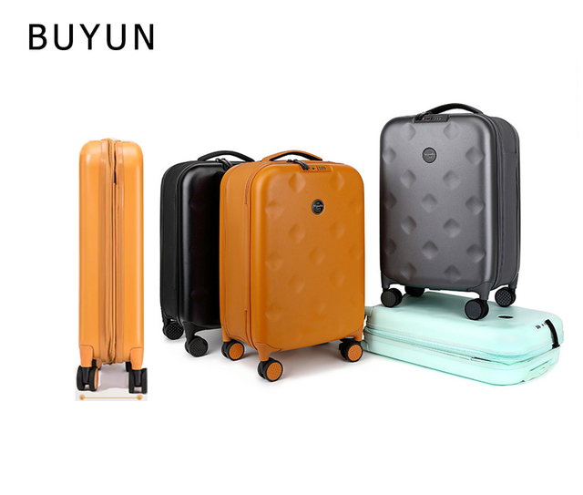 Fashionable Hard Shell Foldable TSA Lock Aluminum Trolley Anti-Theft Lightweight Spinner Suitcase 4-Wheel 360 Rotation Soft