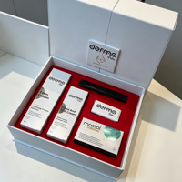 Boîte cadeau rigide à double porte blanche personnalisée avec insert en velours rouge, logo, emballage cosmétique pour soins de la peau, boîtes cadeaux d'entreprise, cadeau d'affaires