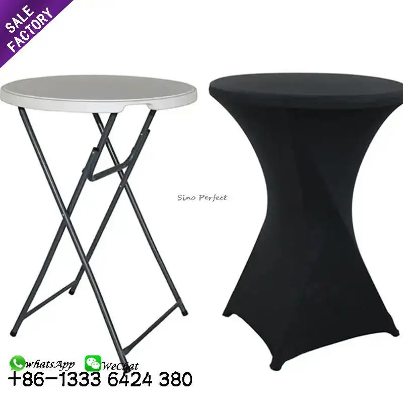 New Product Plastic Foldable Wedding Party Furniture White Round Cocktail Tables For Events