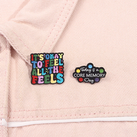 En gros, Broches en émail 'C'est OK d'avoir toutes les sensations', avec texte coloré et amusant 'Aujourd'hui est un jour mémorable', Bijoux de revers