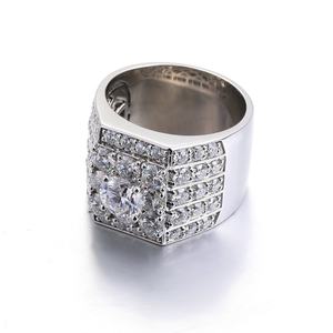 Anillo de Hip Hop con Diamantes Brillantes, Tipo de Material Oro Blanco de 10k, 14k, 18k, Personalizable, Estilo Punk para Novios, Esposos - Product Image 3