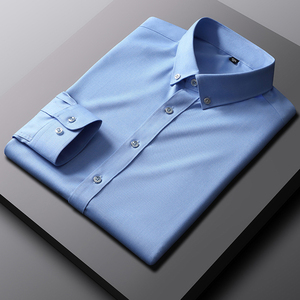 Diseño clásico ODM y OEM Manga larga Botón Abajo Tela suave Camisas De Vestir Para Hombres Color sólido Hombre Camisa De negocios - Product Image 4
