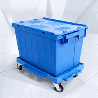Caisses de déménagement en plastique robuste, empilables, avec couvercle attaché, pour l'emballage et le stockage à domicile/bureau, capacité 30 kg