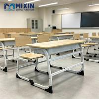 Nouvelle conception de bureau d'école moderne à deux places, table d'examen pour deux personnes avec tiroir de rangement, mobilier éducatif