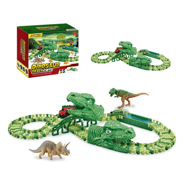 Children Educational Assemble Toys Race Tracks Off-Road Vehicle Toy Electric Dinosaur Track Toy Slot Car
