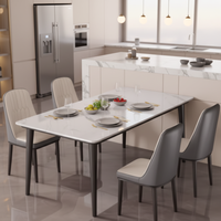 Ensemble de table à manger rectangulaire en métal de qualité supérieure avec 4 chaises, plateau en pierre frittée, durable, imperméable, moderne, petit ensemble de salle à manger
