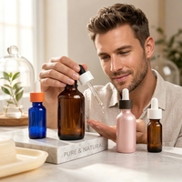 Vente au prix d'usine, flacons compte-gouttes en verre ambré pour cosmétiques, sérum, huile essentielle, 15 ml, 30 ml, 50 ml, 60 ml