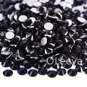 Kristal Kaca Hitam Berkilau Warna Hitam, Cold Fix, Flat Back, Non Hotfix, Grosir OLeeya, Laris Manis, untuk Pakaian - Product Image 2