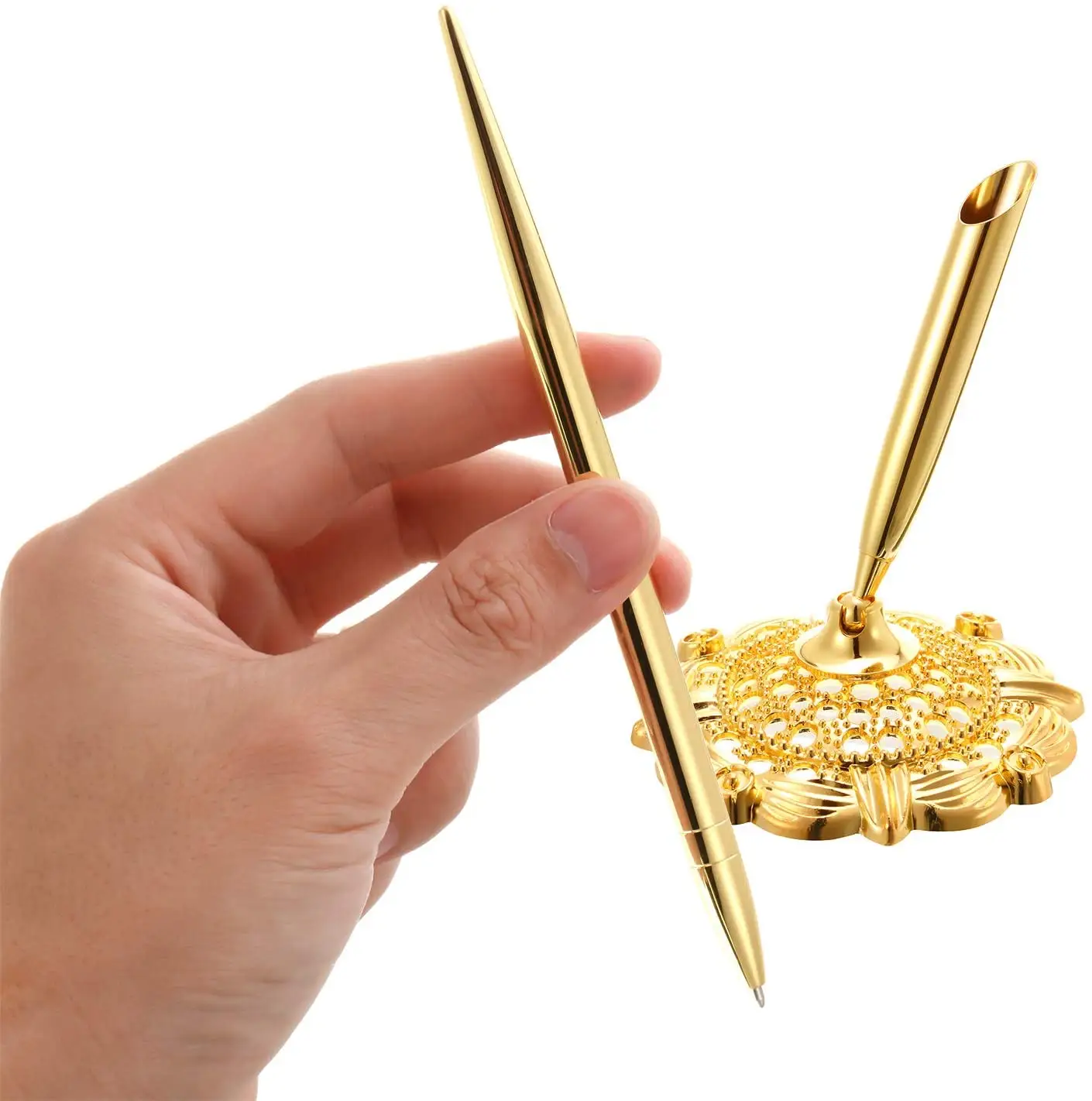 ชุดปากกาโลหะสีทองกลวงแบบโค้งสำหรับงานแต่งงาน,ชุดปากกาสำหรับงานแต่งงานงานหมั้นแขกและหนังสือ