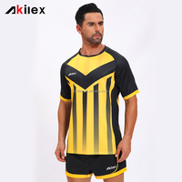 Akilex celana pendek Rugby kustom Jersey Sublim bercetak Digital kuning dan hitam bernapas
