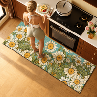 Kitchen Floor Mat Anti-slip Oil-resistant Waterproof Light Luxury Retro PU Leather Rugs Thickness Anti-fatigue Carpets Mat Set