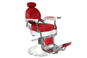 Silla de Barbero en Venta, Silla de Barbero Hidráulica Resistente para Salón, Silla de Barbero Antigua Dorada en Oferta, Sillas de Barbero de Cuero Dorado con Embalaje de Madera - Product Image 4