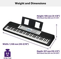 Clavier portable Yamaha YPT-W320 à 101 touches sensibles au toucher pour débutants avec repose-poignets, utilisation sur bureau, adaptateur secteur