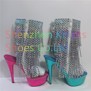 <span class=keywords><strong>Scarpe</strong></span> da Pole Dance con Tacco Sottile da 15 cm, Allacciatura Posteriore, Sexy, con Nappe e Lacci, per Autunno/Inverno, in Plastica Dinamica - Product Image 2