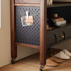 Portable Wardrobe Solid Wood Floor Standing <b>Clothes</b> <b>Rack</b> Vintage Style Open Shelf <b>For</b> <b>Bedroom</b> Clothing Storage Organizer - Product Image 3
