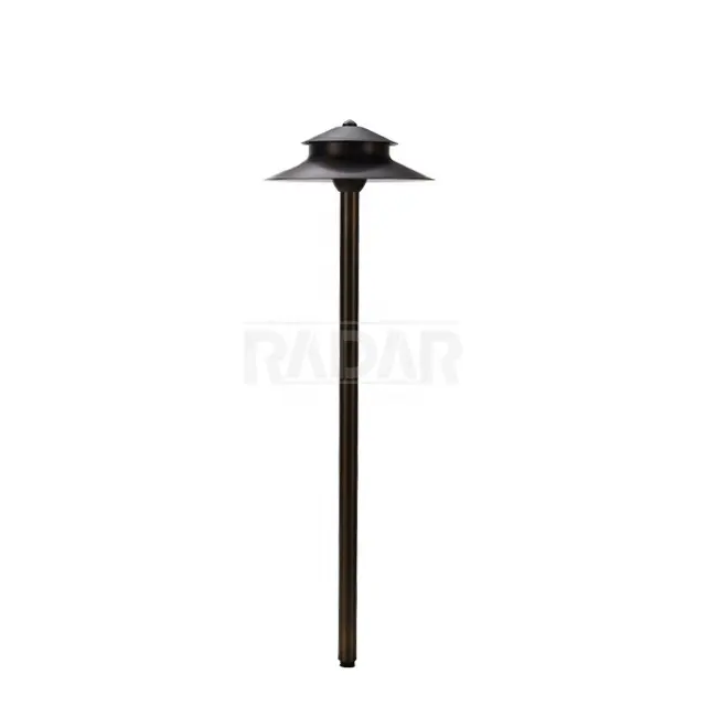 12V cast brass 6" landscape garden hat with 6"/12"/15"/24" post for outdoor garden lighting with lifetime warranty G4 T3 bulbs