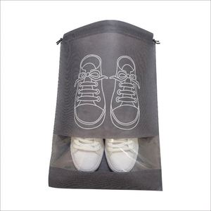 Sacs de rangement en coton pour chaussures de voyage avec cordon de serrage et fenêtre transparente, pochette anti-poussière pour chaussures - Product Image 2