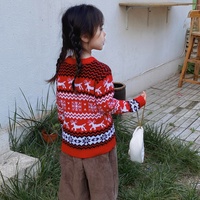 Pull de Noël classique en jacquard flocon de neige motif élan, pull d'hiver parent-enfant, cadeau familial pour la fête de Noël