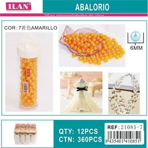Perline Ilan Abalorio 6 mm gialle per la creazione di gioielli, 12 pezzi per tubo - Product Image 3
