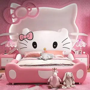 niedliches kreatives cartoon katzendesign rosa prinzessinnen-bett einzelbett kinderbetten set für kinder