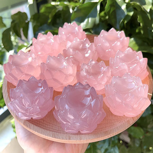 Naturale di alta qualità curativa rosa quarzo cristallo di cristallo di cristallo di Reiki rosa loto di cristallo per la meditazione decorazione - Product Image 5