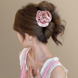 Pince à cheveux en plastique en forme de rose, pince requin pour femmes et filles, accessoires pour cheveux en tissu fleuri – Grande Vente - Product Image 2