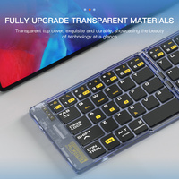 Nouveau lancement, prix d'usine, mini clavier sans fil à double pliage, USB Type-C, style transparent, clavier à attraction magnétique