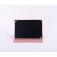 Étui pour tablette en cuir rose élégant, design professionnel personnalisé avec trou unique et compartiments à quatre tiroirs