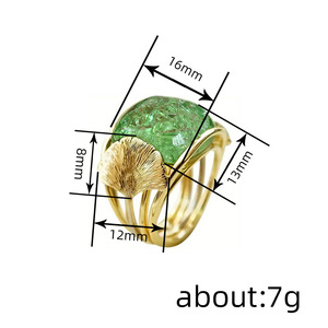 แหวนค็อกเทลทรงสี่เหลี่ยมประดับมรกต A178 หินธรรมชาติทรงเหลี่ยม ดีไซน์แบบฝังขอบ สำหรับทั้งชายและหญิง ของขวัญเครื่องประดับแฟชั่น - Product Image 4