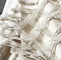 Hamac en coton tissé à la main de style bohème moderne pour 2 personnes, avec pompons, pour le camping, le jardin, la terrasse, la cour