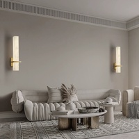 Nouvelle lampe murale en marbre et cuivre de style chinois, luxe léger, pour salon, chambre à coucher, chevet