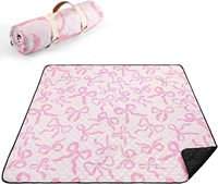 Couverture de pique-nique rose à nœud, imperméable, extra large, pour camping, tapis de pique-nique Coquette, pliable, portable, style Preppy, pour extérieur et plage