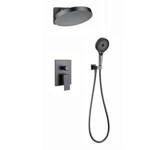 Luxury Waterfall Brass Concealed Bathroom Shower Set, Black square Large Top <b>Spray</b> Bathroom Shower Mixer - Product Image 4