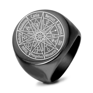 Bague classique en acier inoxydable doré R0017, talisman ange magique, sceau de Salomon, amulette de protection Kabbalah, bague de mariage - Product Image 3