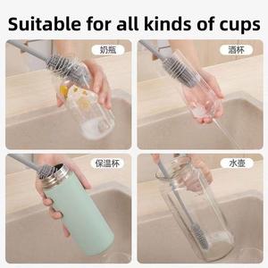 Household Long-handled Glass <strong>Brush</strong> Cup Cleaning Equipment Long-handled Glass <strong>Brush</strong> Silicone <strong>Bottle</strong> <strong>Brush</strong> - Product Image 3