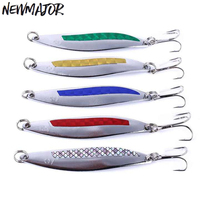 NOUVEAU NEWMAJOR Leurre Cuillère Métallique en Aluminium 8,8 cm 21g pour Pêche en Mer, Hameçon Triple pour Bar, Lancer Longue Distance