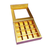 Luxe personnalisé feuille chaude Logo fait à la main magnétique violet papier de qualité alimentaire emballage cadeau boîte de chocolat avec fenêtre