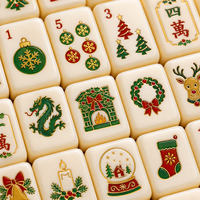 Juego de Mahjong Americano Personalizado, 160 Fichas con Jokers, 4 Capas, Cascanueces Navideño Rojo y Verde, Juego Familiar para 4 Jugadores