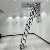 Escalier de grenier moderne pliable télescopique manuel portable avec verrouillage manuel et mains courantes en option