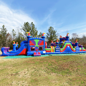 Outdoor commercial bouncy castle with <b>slide</b> parcours d'obstacles gonflable giant inflatable obstacle course - Product Image 1