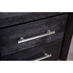 Comodino Contemporaneo con Finitura Nera, Gambe Cromate, Maniglie in Metallo, Cassetti con Chiusura Morbida, Arredamento per Camera da Letto - Product Image 3