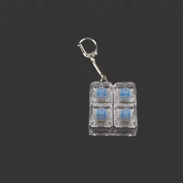 Wholesale Custom Mechanical Keyboard Switch Tester Keychain DIY Tactile Keycap Clicker Fidget Toy Transparent 4 Key Portable