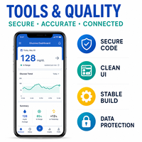 Développement d'une application de gestion du diabète de qualité supérieure pour iOS et Android avec suivi du glucose et enregistrement des repas LionCreate