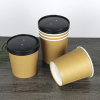 Emballage de nouilles de restaurant de qualité alimentaire bol en papier de soupe chaude kraft personnalisé jetable avec couvercles en papier