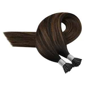 Ruilihair 가장 인기있는 아름다운 여자 긴 머리 짧은 애쉬 브라운 컬러 i 팁 인간의 머리 확장